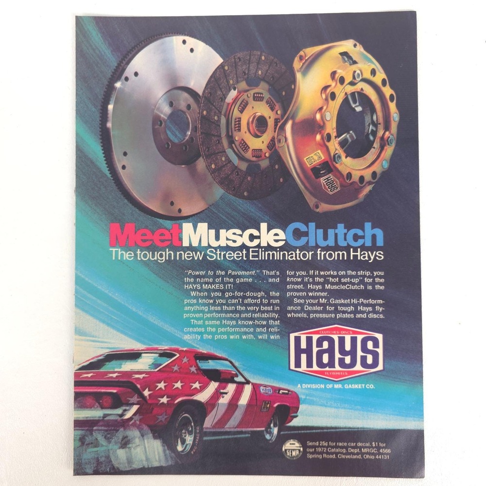 Vintage Chevrolet Camaro Muscle Car Print Ad Hays Garage Wall Promo Advertising